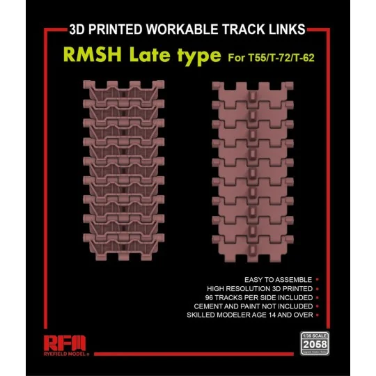 Workable Track Links RMSH Late Type for T-55/72/62, 1/35 - Rye Fiel...
