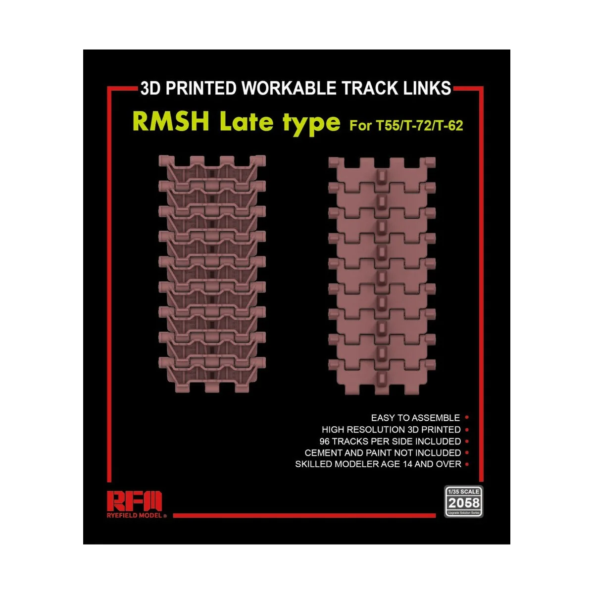 Workable Track Links RMSH Late Type for T-55/72/62, 1/35 - Rye Fiel...