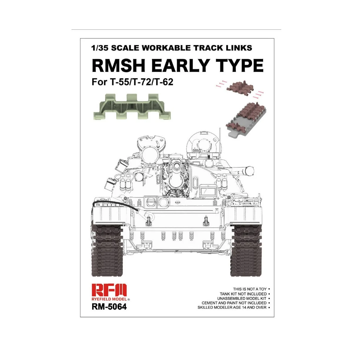 1/35 Scale Workable Track Links RMSH Early Type For T-55/72/62 - Ry...