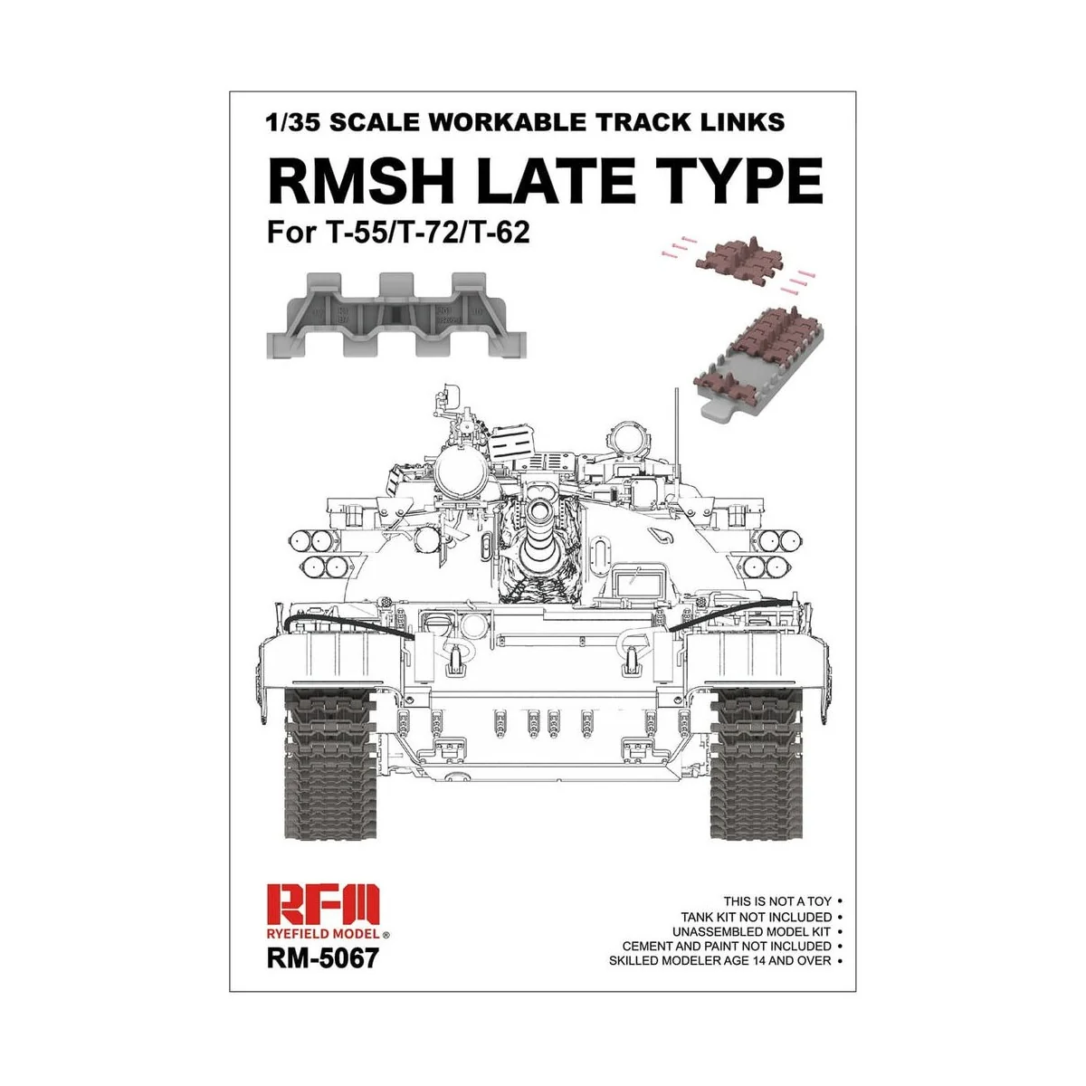 1/35 Scale Workable Track Links RMSH Late Type For T-55/72/62 - Rye...