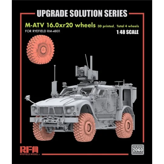 M-ATV 16.0xr20 Wheels 3D Printed (4 Wheels) for RFM 4801, 1/48 - Ry...