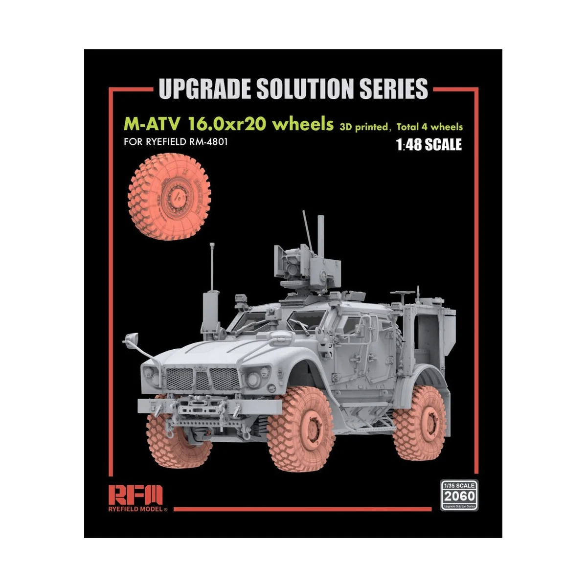 M-ATV 16.0xr20 Wheels 3D Printed (4 Wheels) for RFM 4801, 1/48 - Ry...