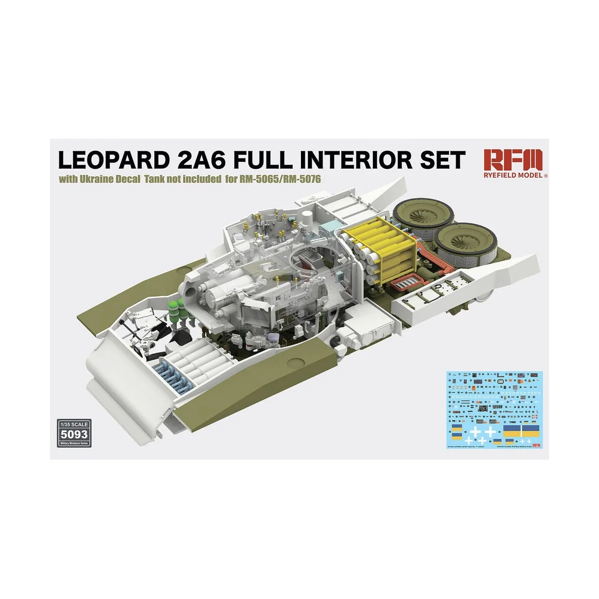 Leopard 2A6 Full Interior Set with Ukraine Decal for RFM-5065/76 (T...