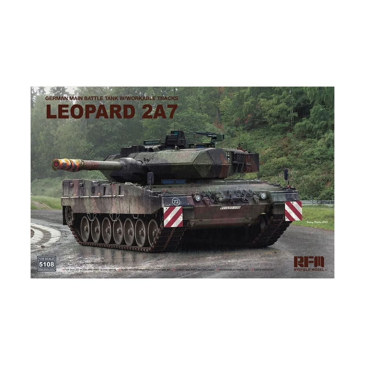 German Main Battle Tank w/Workable Tracks Leopard 2A7, 1/35 - Rye F...