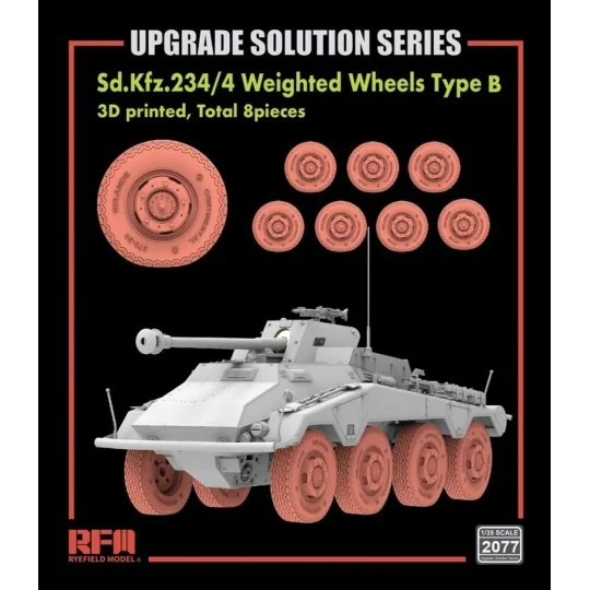 Sd.Kfz.234/4 3D Printed Wheels Type B (8 pcs) - Rye Field Model RFM...