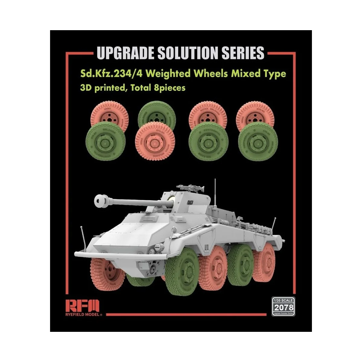 Sd.Kfz.234/4 3D Printed Wheels Mixed Type (Type A 4 pcs + Type B 4 ...