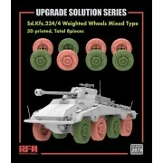 Sd.Kfz.234/4 3D Printed Wheels Mixed Type (Type A 4 pcs + Type B 4 ...