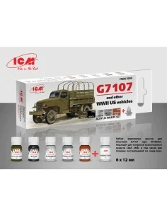 Acrylic paint set for US WWII vehicles (G7107) 6 x12 ml - ICM 3005