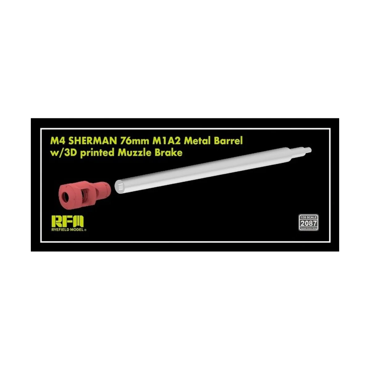 M4 Sherman 76 mm M1A2 Metal Barrel w/3D Printed Muzzle Brake, 1/35 ...