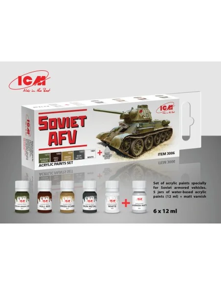 Acrylic paint set for Soviet AFV 6 x12 ml - ICM 3006