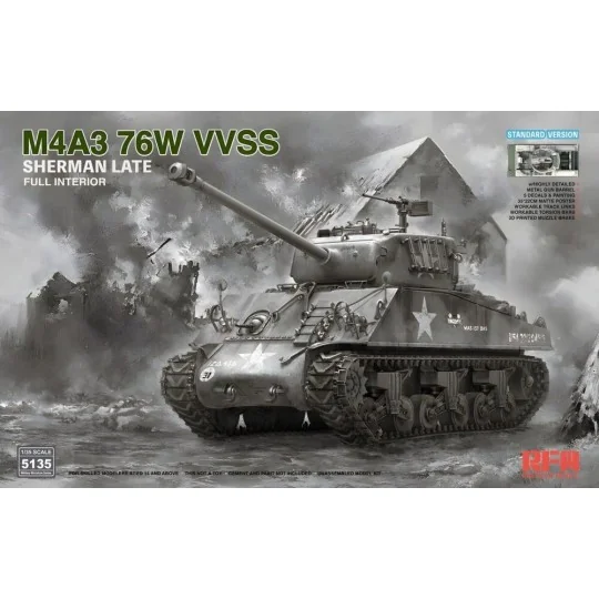 M4A3 76W VVSS Sherman Late Standard Version Full Interior, 1/35 - R...