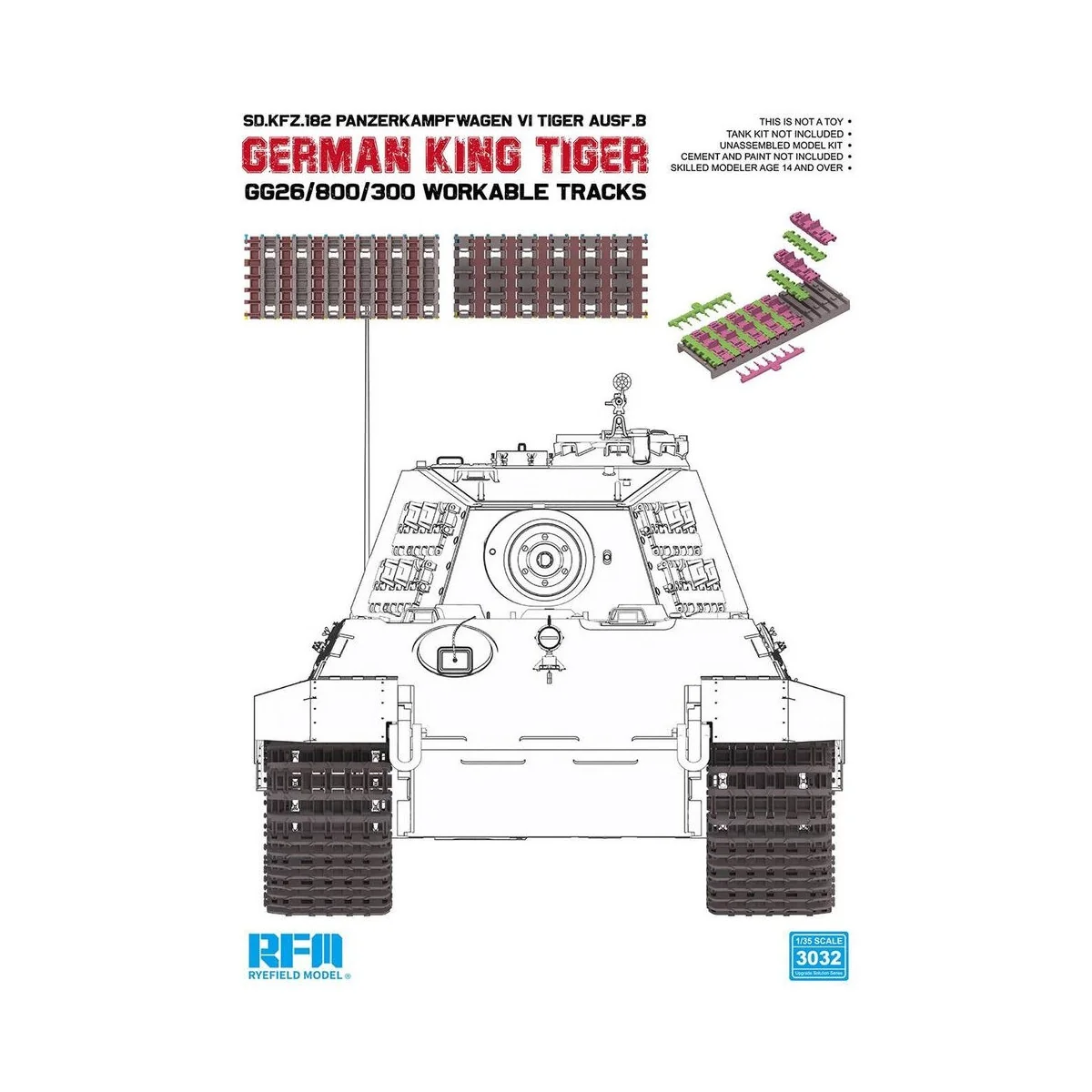 German King Tiger GG26/800/300 Workable Tracks - Rye Field Model RF...