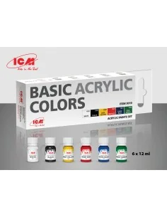 [NO_DESC] Acrylic paint set Basic acrylic colors 6 x12 ml - ICM 3010
