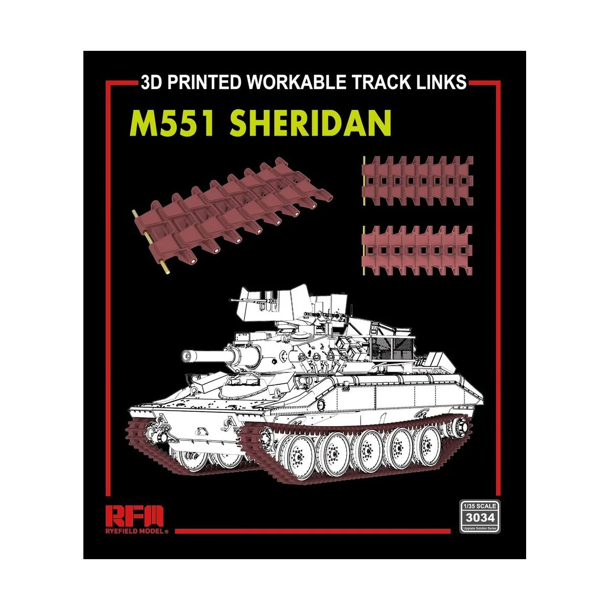 M551 Sheridan Workable Track Links, 1/35 - Rye Field Model RFM3034