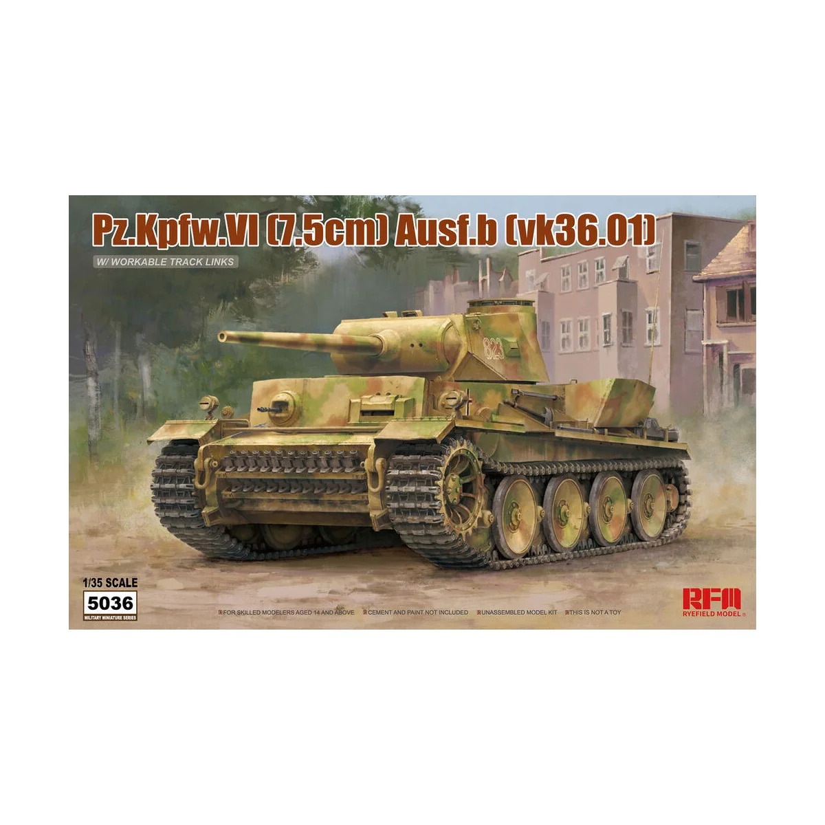 Pz.kpfw.VI Ausf.b (vk36.01) w/workable track links, 1/35 - Rye Fiel... Pz.kpfw.VI Ausf.b (vk36.01) w/workable track links, 1/35 - Rye Fiel...
