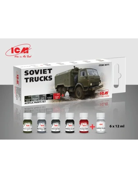 Acrylic paint set for Soviet trucks 6 x12 ml - ICM 3011