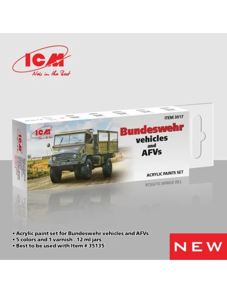 Acrylic Paint Set for German military trucks 6 x 12 ml - ICM 3017