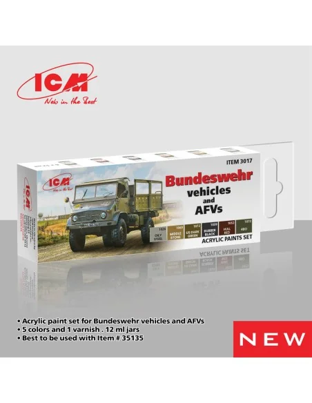 Acrylic Paint Set for German military trucks 6 x 12 ml - ICM 3017