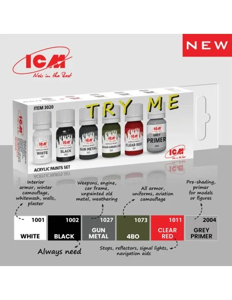 TRY ME Acrylic paint set 6 x 12 ml - ICM 3020