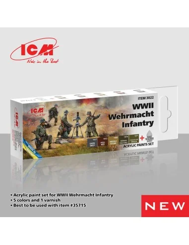 Acrylic Paint Set for WWII Wehrmacht Infantry 6 x 12 ml - ICM 3022