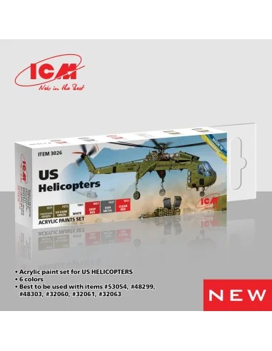 Acrylic paint set for US Helicopters 6 x 12 ml - ICM 3026