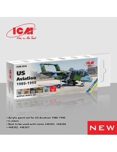 Acrylic paint set for US Aviation 1980 - 1990 6 x 12 ml - ICM 3028