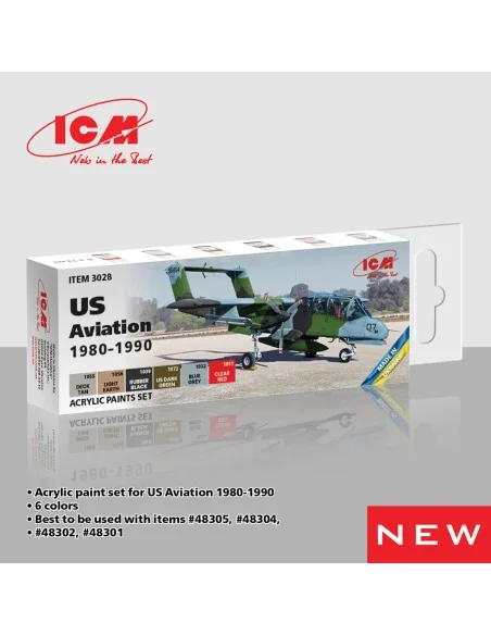 Acrylic paint set for US Aviation 1980 - 1990 6 x 12 ml - ICM 3028