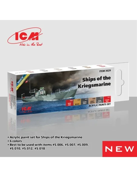 Acrylic paint set for Ships of the Kriegsmarine 6 x 12 ml - ICM 3029