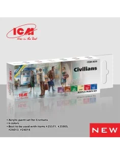 [NO_DESC] Acrylic paint set for Civilians 6 x 12 ml - ICM 3030