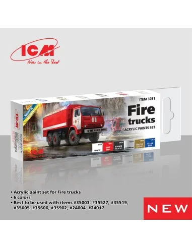 [NO_DESC] Acrylic paint set for Fire trucks 6 x 12 ml - ICM 3031