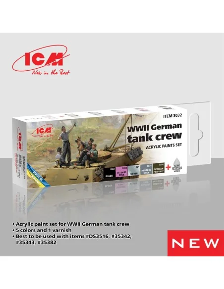 Acrylic paint set for WWII German tank crew 6 x 12 ml - ICM 3032