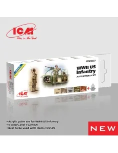 [NO_DESC] Acrylic paint set for WWII US Infantry 6 x 12 ml - ICM 3037