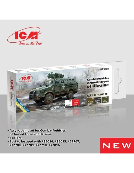 Acrylic paint set for Armed Forces of Ukraine 6 x 12 ml - ICM 3040