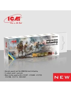 Acrylic paint set for WWI British infantry 6 x 12 ml - ICM 3042