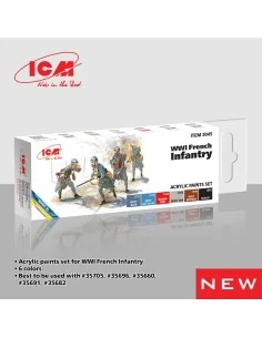 Acrylic paint set for WWI French infantry 6 x 12 ml - ICM 3045