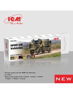 Acrylic Paint Set for WWI US military vehicles 6 x12 ml - ICM 3051