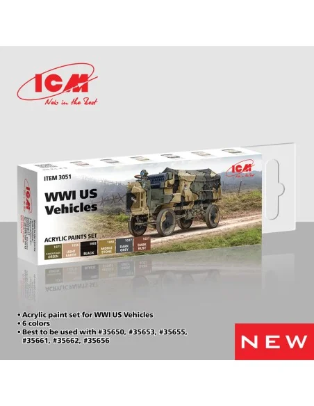 [NO_DESC] Acrylic Paint Set for WWI US military vehicles 6 x12 ml -...