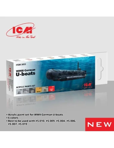 Acrylic Paint Set for WWII German U-boats 6 x12 ml - ICM 3053