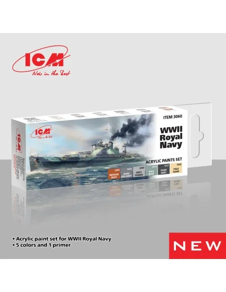 [NO_DESC] Acrylic Paint Set for WWII Royal Navy 6 x12 ml - ICM 3060