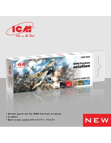 Acrylic Paint Set for WWI German aviations 6 x12 ml - ICM 3069