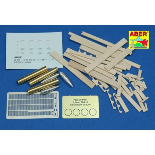 8, 8cm Tiger I A/T Ammo with box, 1/16 - Aber Models 16012