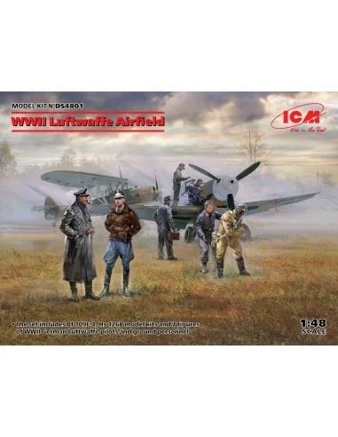 WWII Luftwaffe Airfield(MesserschmittBf109F-4, Hs126B-1, Pilot, Gro...