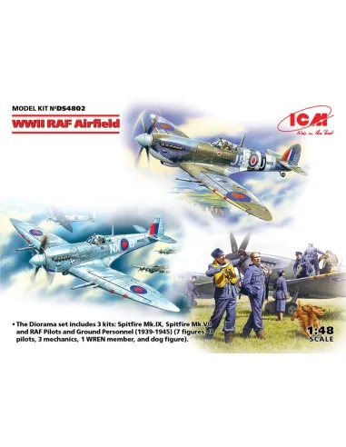 WWII RAF Airfield (Spitfire Mk.IX, Spitfire MkVII, RAF Pilots a Gro...