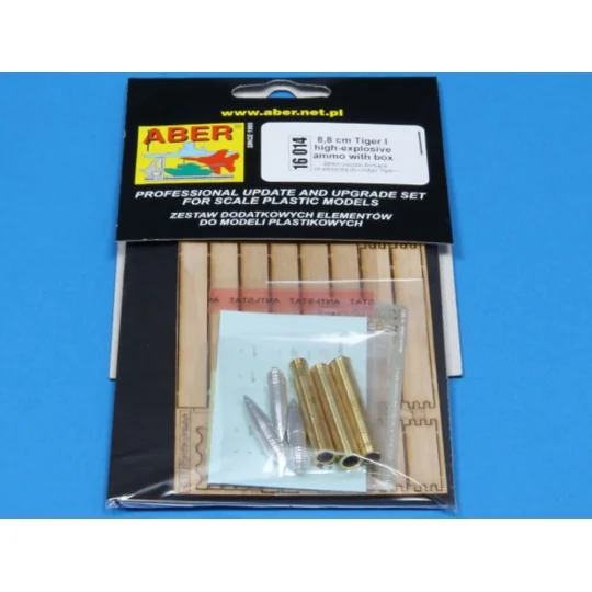 8, 8 cm Tiger I high-explosive Ammo with box, 1/16 - Aber Models 16014 8, 8 cm Tiger I high-explosive Ammo with box, 1/16 - Aber Models 16014