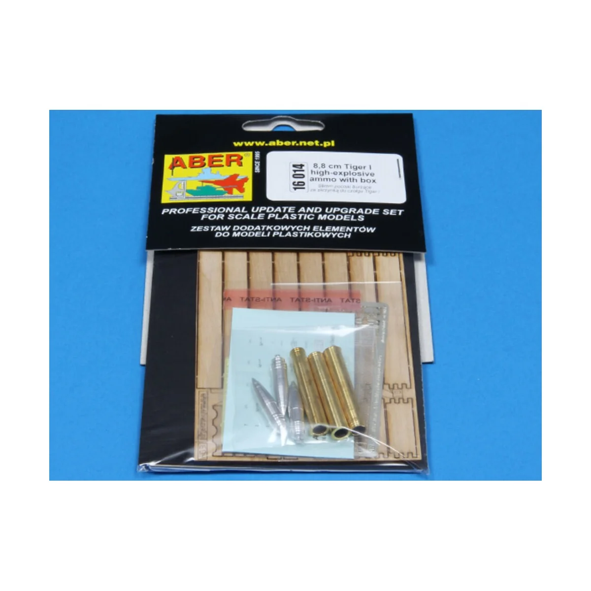 8, 8 cm Tiger I high-explosive Ammo with box, 1/16 - Aber Models 16014 8, 8 cm Tiger I high-explosive Ammo with box, 1/16 - Aber Models 16014