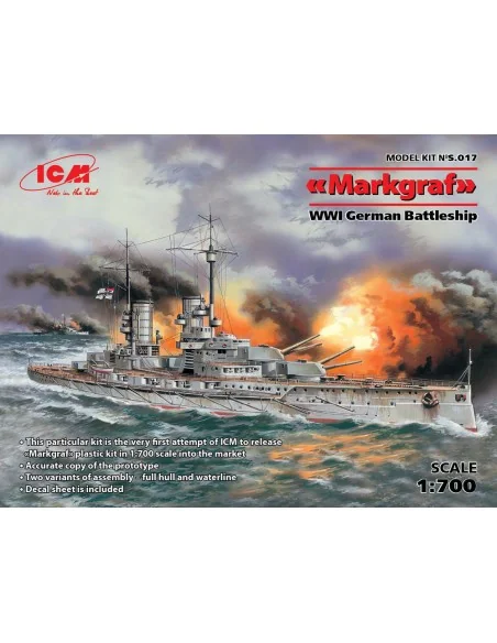 Markgraf (full hull & waterline) WWI German Battleship, 1/700 - ICM...