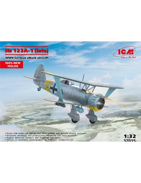 Hs 123A-1 (late), WWII German attack aircraft (100% new molds), 1/3...