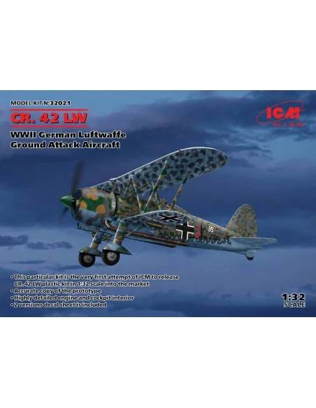 CR. 42 LW, WWII German Luftwaffe Ground Attack Aircraft, 1/32 - ICM...