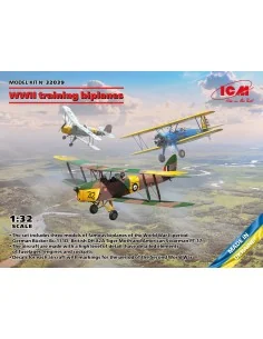 WWII training biplanes (Bücker Bü 131D, DH.82A Tiger Moth, Stearman...