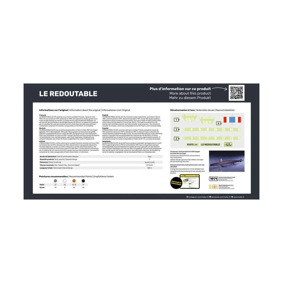 U-Boot S/M Redoutable, 1/400 - Heller 81075 U-Boot S/M Redoutable, 1/400 - Heller 81075